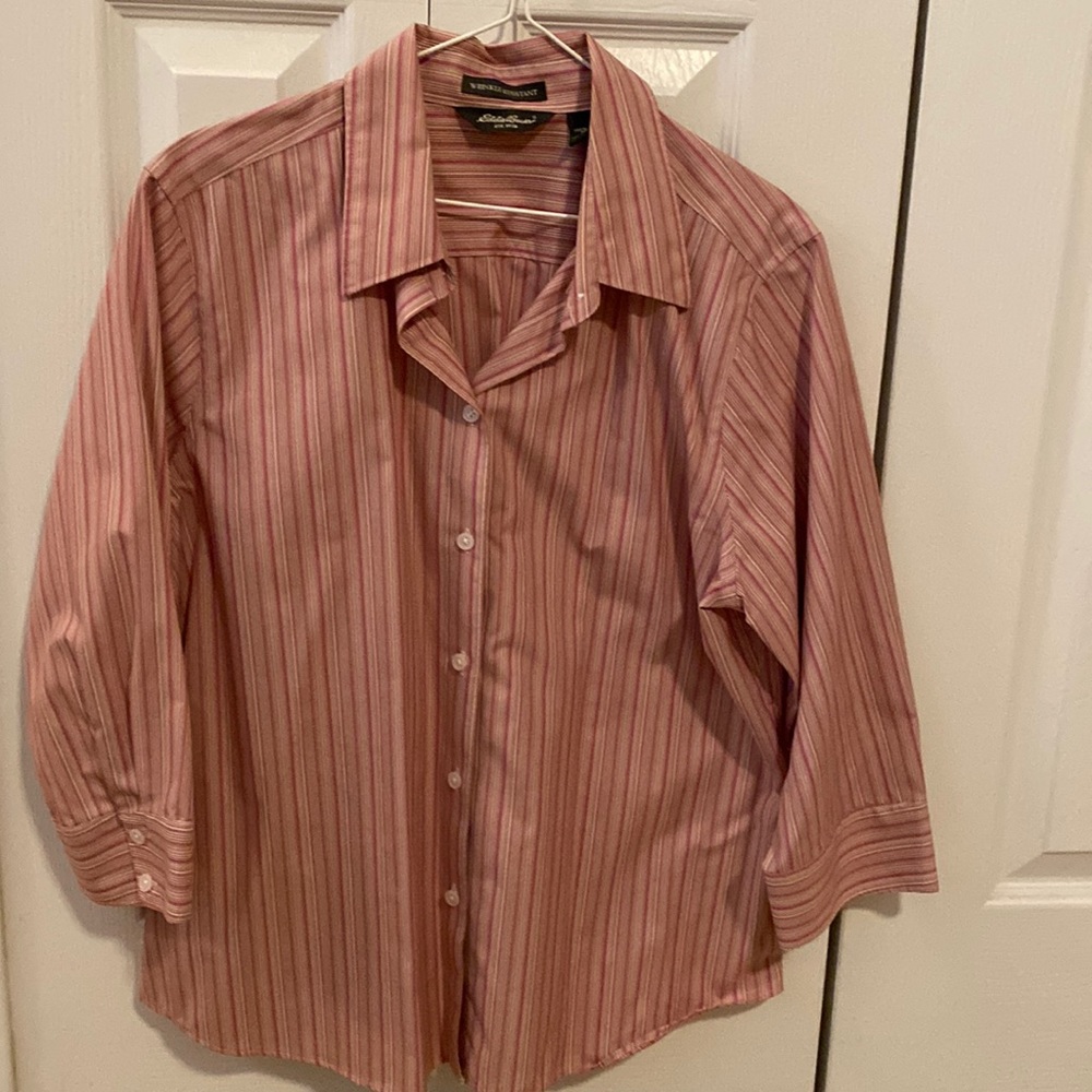 Eddie Bauer Size L 3/4 sleeve button-up shirt